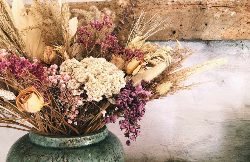 dried elegance with artificial flower